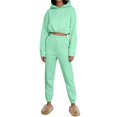 thumbnail image 1 of Women's 2 Piece Outfits Hoodie Sweatsuit Sets Over Sized Sweatshirt Baggy Fall Fashion Sweatpants with Pockets, Cozy and Trendy Ensemble,Green,S, 1 of 6