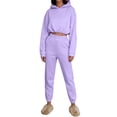 thumbnail image 1 of Women's 2 Piece Outfits Hoodie Sweatsuit Sets Over Sized Sweatshirt Baggy Fall Fashion Sweatpants with Pockets, Cozy and Trendy Ensemble,Purple,2XL, 1 of 6