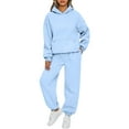 thumbnail image 1 of Women's 2 Piece Outfits Hoodie Sweatsuit Sets Oversized Sweatshirt With Pockets And Jogger Sweatpants, Soft And Comfortable Fabric Drawstring Design For Adjustable Fit, Great For, 1 of 5