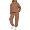thumbnail image 1 of Women's 2 Piece Outfits Hoodie Sweatsuit Sets Oversized Sweatshirt With Pockets And Jogger Sweatpants, Soft And Comfortable Fabric Drawstring Design For Adjustable Fit, Great For, 1 of 5