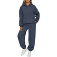 thumbnail image 1 of Women's 2 Piece Outfits Hoodie Sweatsuit Sets Oversized Sweatshirt With Pockets And Jogger Sweatpants, Soft And Comfortable Fabric Drawstring Design For Adjustable Fit, Great For, 1 of 5