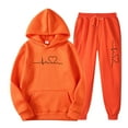 thumbnail image 1 of Women's 2 Piece Outfits Long Sleeve Pullover Sweatshirt Jogger Pants Casual Hooded Crop Top Sets Sweatsuit, 1 of 2