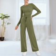 thumbnail image 1 of Women's 2 Piece Outfits Lounge Sets 2026 Long Sleeve Tops Wide Leg Pants Casual Matching Set, 1 of 4