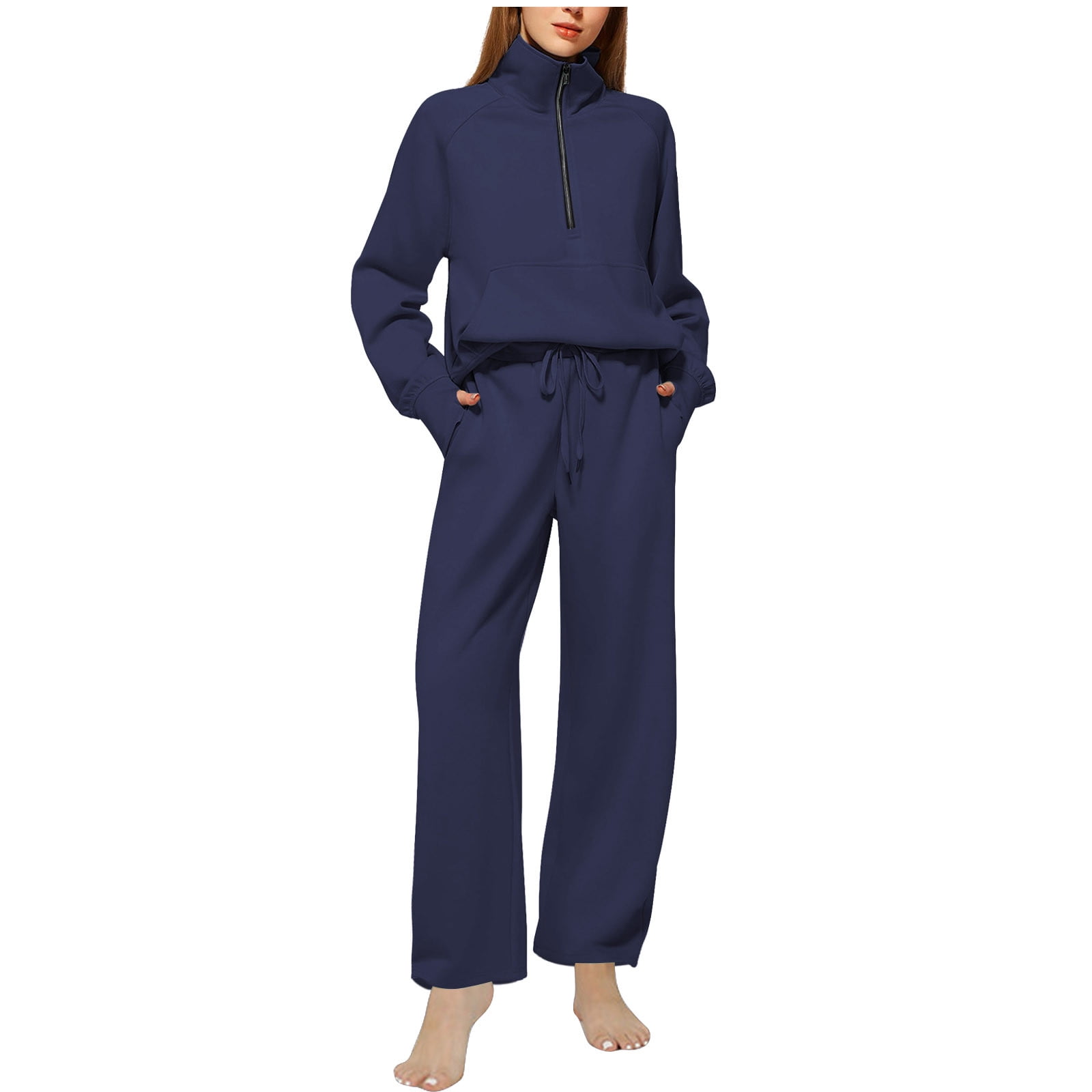 Women’s 2-Piece Zip-Up Sweatsuit Set — Jacket & Wide-Leg Sweatpants