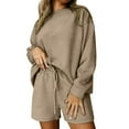 Women's 2 Piece Outfits Ribbed Matching Long Sleeve Pullover Tops and