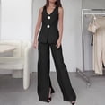 thumbnail image 1 of Women's 2 Piece Outfits Sleeveless Suit Vest And Wide Leg Pants Business Casual Sets Womens Outfits Dressy Casual Dressy Pant Suits for A Wedding Winter Pant Suits for Women Dressy plus Size Weavers, 1 of 4