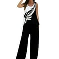 Women's 2 Piece Outfits Sleeveless Summer Casual T Shirt And Long Pants