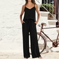 thumbnail image 1 of Women's 2 Piece Outfits Sleeveless Tops Drawstring Wide Leg Pants Matching Set With Pockets plus Size Dresses for Wedding Petite Pant Suits for Women Womens Rompers And Jumpsuits Dressy Designer Suits, 1 of 4
