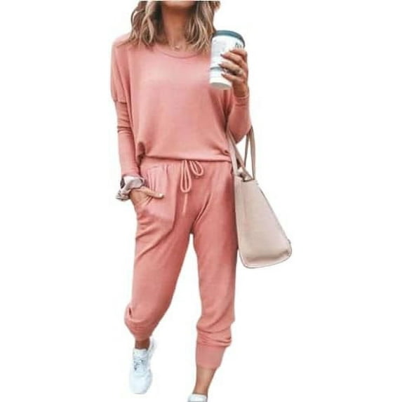 Women's 2 Piece Outfits Sweater Set Long Sleeve With Pocket Leg Pants Lounge Sets 2047