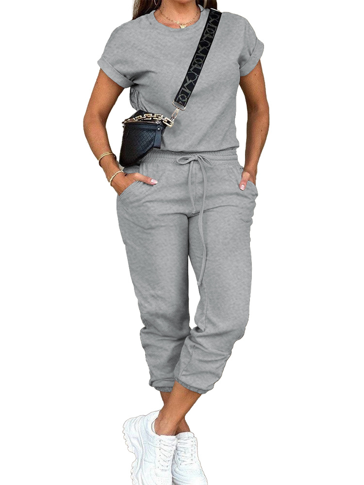 Women S 2 Piece Outfits Sweatsuits Sets Short Sleeve Tops Jogger Pants With Pockets Workout Sets For Woman Tracksuit Sets Grey L: Worth Buying?