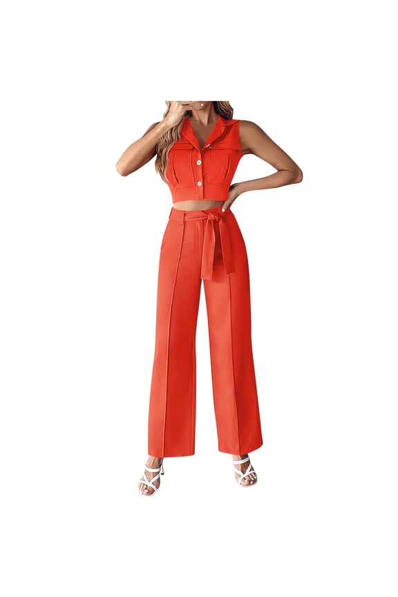 Women's 2 Piece Outfits Vest Waistcoat with Bowknot Trousers Matching Clothes Trendy 2025 Summer Dressy Office Sets