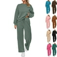 thumbnail image 1 of Women’s 2-Piece Oversized Sweatshirt and Jogger Sweatpants Tracksuit Set - Cozy Fall/Winter Casual Outfit Solid Color Crewneck Sweatshirt & Drawstring and Straight Leg Lounge Pants Set Outfit, 1 of 7