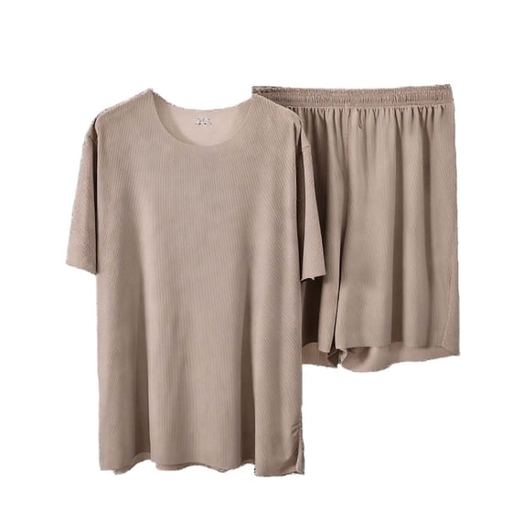 Women's 2 Piece Plus Size Outfits Crew Neck Short Sleeve Tees Elastic Waist Shorts Lounge Loose Comfy Set (4XL, Dark Gray)
