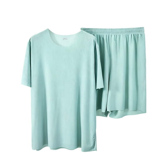 Women's 2 Piece Plus Size Outfits Crew Neck Short Sleeve Tees Elastic Waist Shorts Lounge Loose Comfy Set (L, Dark Gray)