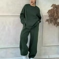 thumbnail image 1 of Women's 2 Piece Plus Size Womens Clothing Solid Color Casual Sportswear Long Pants Set, Easy and Chic Two-Piece Outfit for Casual Occasions,Green 3XL, 1 of 4