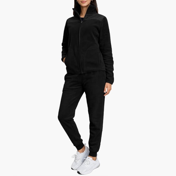 Women's 2 Piece Polar Fleece Sweater Jacket & Jogger Sweatpants Set