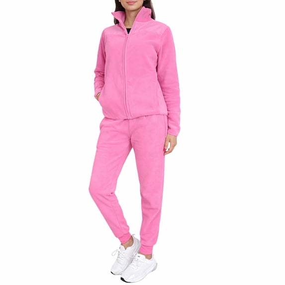 Women's 2 Piece Polar Fleece Sweater Jacket & Jogger Sweatpants Set
