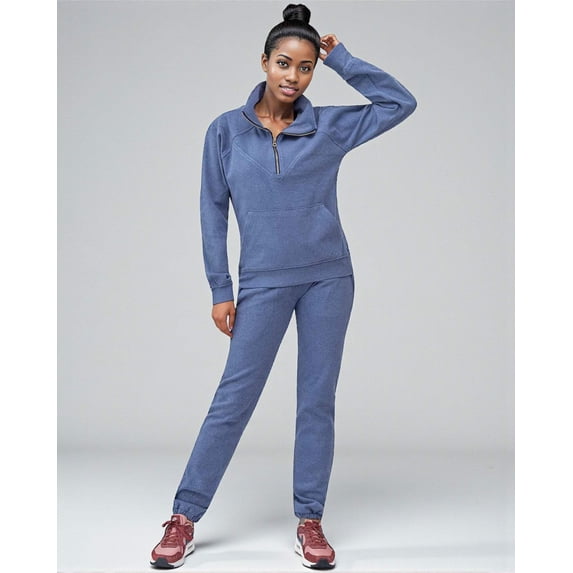 Women 2-Piece Quarter Zip Soft Stretch Sweatsuit Fleece outfit