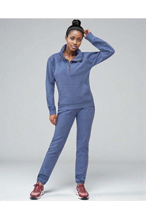 Women 2-Piece Quarter Zip Soft Stretch Sweatsuit Fleece outfit