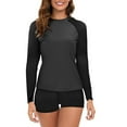thumbnail image 1 of Women's 2 Piece Rash Guard Swimsuits Long Sleeve Raglan Swim Shirt with Boyshorts UPF 50+ Built in Bra Surfing Suits, 1 of 4