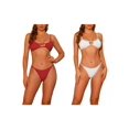 thumbnail image 1 of Women's 2 Piece Ribbed Solid Color Bikini Combination Sets Spaghetti Strap Backless Swimwear Bathing Suit Swimsuit Medium White, Red, 1 of 5