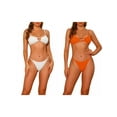 thumbnail image 1 of Women's 2 Piece Ribbed Solid Color Bikini Combination Sets Spaghetti Strap Backless Swimwear Bathing Suit Swimsuit Small White, Orange, 1 of 5
