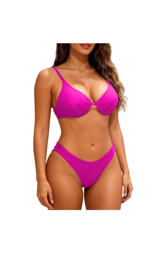 Women's 2 Piece Satin Lingerie Sets Sexy Triangle Bathing Suits String Underwire Bikini Set Sexy Silk Underwire Push Up Bra Cheeky Two Peice Swimsuits