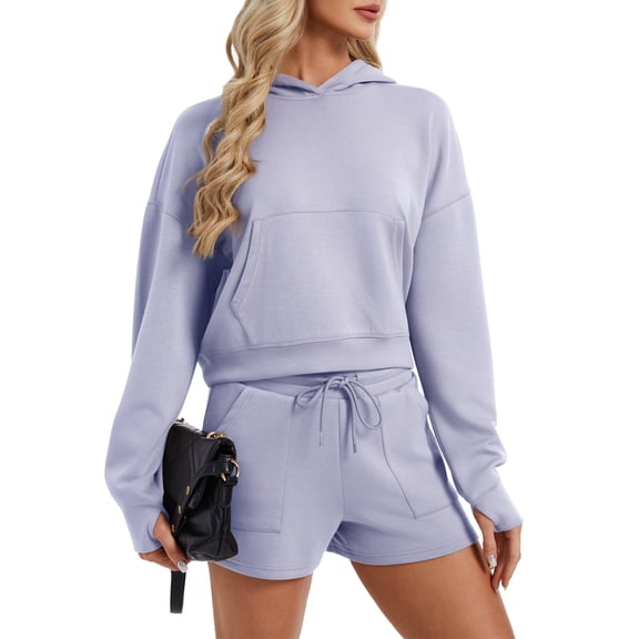 SPECIAL MAGIC Women’s 2-Piece Scuba Hoodie & Shorts Set Cozy Stretchy Athleisure Sweatshirt & Lounge Shorts