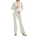 thumbnail image 1 of Women's 2 Piece Set Long Sleeve Jacket & Ankle Length Workout Flare Leggings Casual Matching Outfit Tracksuit Sweatsuit Athletic Gym Yoga Outfit L, 1 of 2