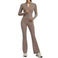 thumbnail image 1 of Women's 2 Piece Set Long Sleeve Jacket & Ankle Length Workout Flare Leggings Casual Matching Outfit Tracksuit Sweatsuit Athletic Gym Yoga Outfit M, 1 of 3
