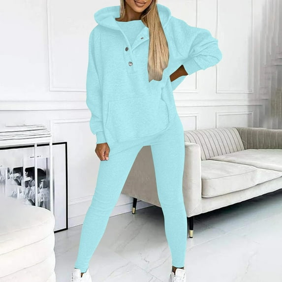 Women's 2 Piece Set Long Sleeve Sweatshirts with Hood + Slim Fit Leggings 2024 Travel Fall Trendy Outfits