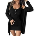 thumbnail image 1 of Women's 2 Piece Set Ribbed Knit Sweater Dresses Long Sleeve Open Front Cardigan and Bodycon Mini Dress Fall Outfit, 1 of 7