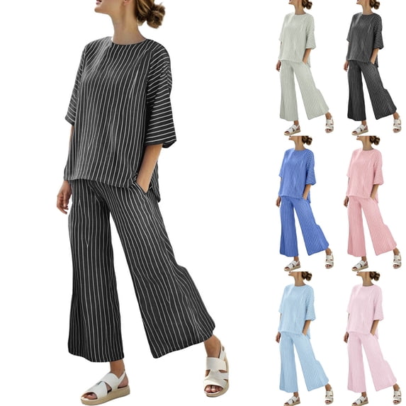 Women's 2 Piece Set Sleeveless Blouse and Loose Pocket Pants Outfit Casual Daily Lounge Wear Comfy Soft Flowy Solid Color Travel Essentials for Women | Aestivo,Black L