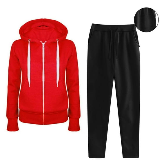 Women's 2 Piece Set Zipper Hoodie Jacket and Sweatpants Casual Tracksuit with Pockets for Athletic Running Sweat Track Suits Sets