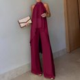 thumbnail image 1 of Women's 2 Piece Sets Asymmetric Sleeveless Crew Neck Tops and Wide Leg Palazzo Pants Beach Vacation Outfits, L, 1 of 6