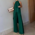 thumbnail image 1 of Women's 2 Piece Sets Asymmetric Sleeveless Crew Neck Tops and Wide Leg Palazzo Pants Beach Vacation Outfits, XL, 1 of 6