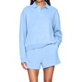 thumbnail image 1 of Women's 2 Piece Sets Long Sleeves Top Shorts Casual Trendy Outfits M, 1 of 9