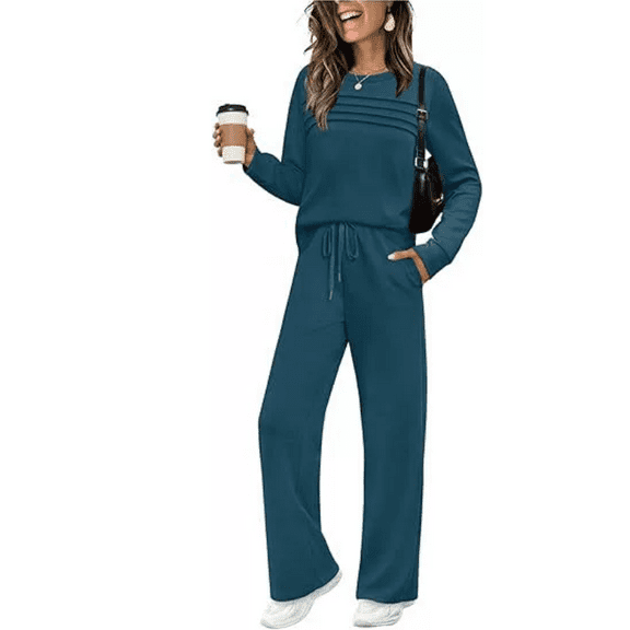 Women's 2 Piece Sets Sweatshirt Casual Travel Outfits Lounge Wide Leg Tracksuit Cozy Sweatsuits Fashion