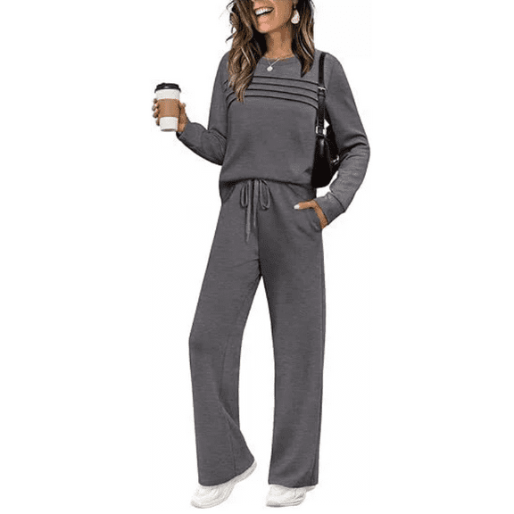 Women's 2 Piece Sets Sweatshirt Casual Travel Outfits Lounge Wide Leg Tracksuit Cozy Sweatsuits Fashion