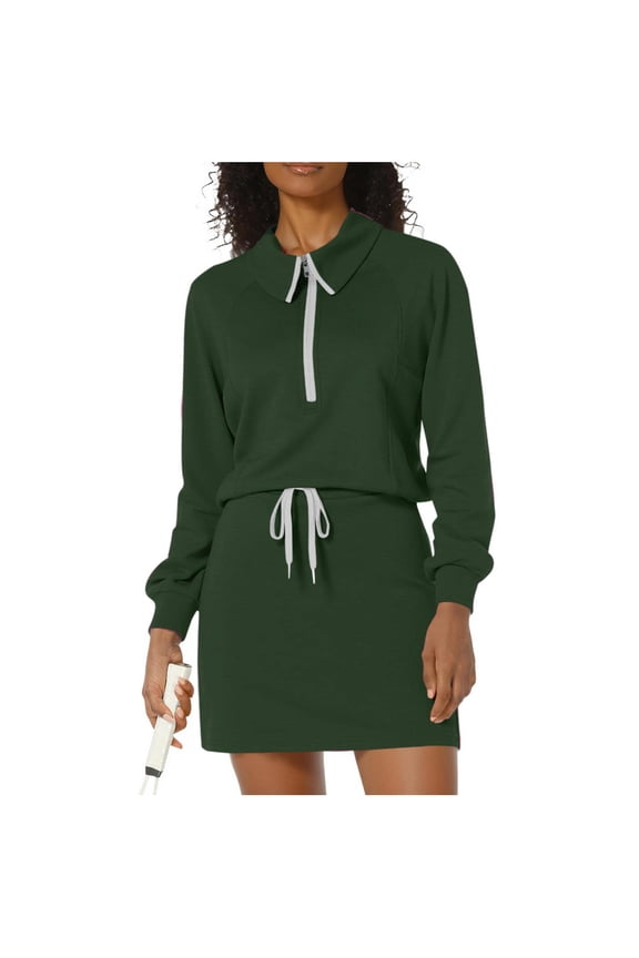 Women's 2 Piece Skirt Sets Golf Tennis Skorts Half Zip Long Sleeve Sweatshirts Athletic Casual Outfits Tracksuit, M