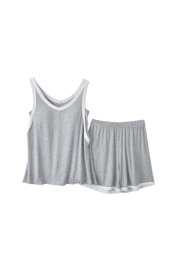 Women's 2 Piece Sleepwear Pajamas Sets Soft Modal Sleeveless Tank Top and Shorts Pj Set Cozy Summer Loungewear (Large, Gray)