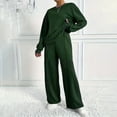 thumbnail image 1 of Women's 2 Piece Solid Color Casual Sportswear Long Pants Set, Easy and Chic Two-Piece Outfit for Casual Occasions,Dark Green 2XL, 1 of 4