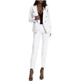 thumbnail image 1 of Women's 2 Piece Suit Fall Business Long Sleeve Formal Button Slim Fit Blazer Set Casual Office Work Outfits 2026 (XL, White), 1 of 8