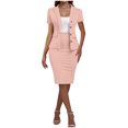 thumbnail image 1 of Women's 2 Piece Suit Skirt Set Business Casual Short Sleeve Blazer and Pencil Skirt for Work Office, 1 of 6