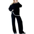 thumbnail image 1 of Women's 2 Piece Sweater Sets Outfits Long Sleeve Knit Pullover Tops Wide Leg Pants Lounge Sets Tracksuits, 1 of 9