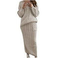 thumbnail image 1 of Women's 2 Piece Sweaters Outfits Long Sleeve Winter Chunky Cable Knit Pullover and Long Skirt Sweater Sets with Pockets, 1 of 1
