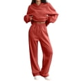 thumbnail image 1 of Women's 2 Piece Sweatshirt Sweatsuit Set Wide Leg Sweatpants Casual Lounge Outfit With Pockets Saffron XL, 1 of 7