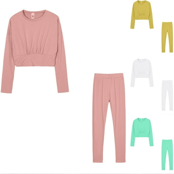 Women's 2 Piece Sweatshirts Outfits Solid Color Sports Breathable Casual Waist Fall Sweatsuit Winter Clothes ( S )