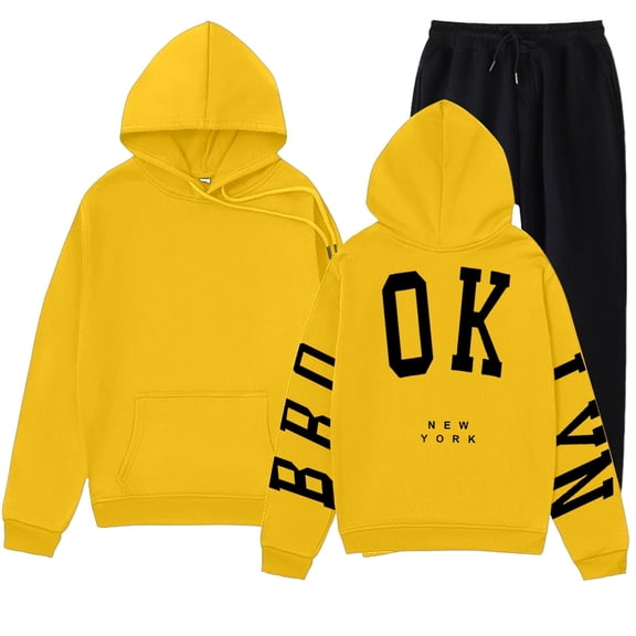 Women's 2 Piece Sweatsuit Set Long Sleeve Letter Print Hooded Sweatshirts and Pants Fall Fashion Clothing Casual Track Suits