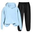 thumbnail image 1 of Women's 2 Piece Sweatsuits Hoodie and Joggers Pant Sets with Pockets Long Sleeve Tracksuit Sports Sweat Suits (M, Light Blue 01), 1 of 6